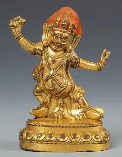 Antique Sino Tibetan Gilt Bronze Buddha/Achala