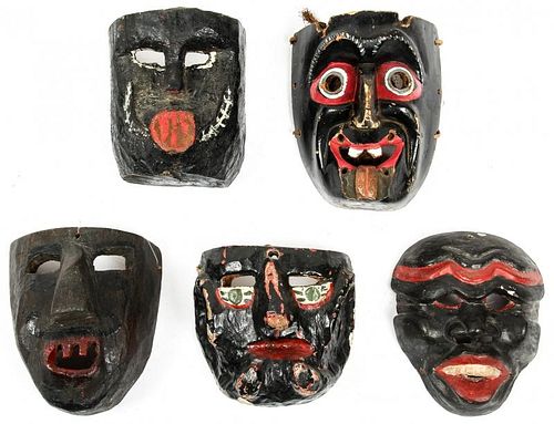 5 Vintage Mexican Black Masks