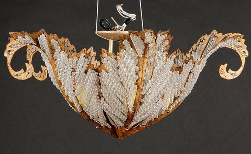 Floriform Beaded and Painted Tole Chandelier