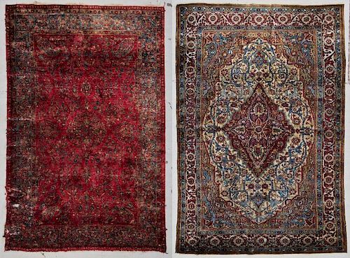 2 Antique Silk Keshan Rugs