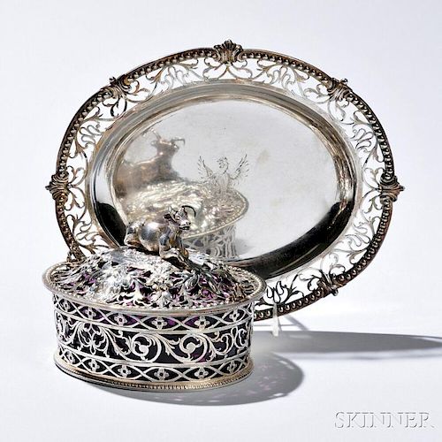 George III Silver Butter Dish, Cover, and Stand