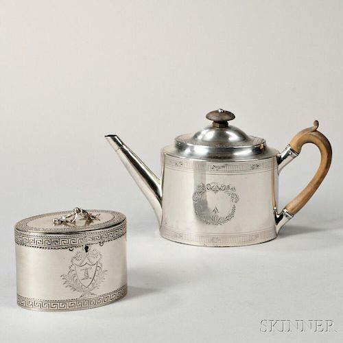 Two Pieces of George III Sterling Silver Tea Ware