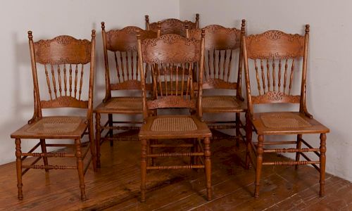Press Back Dining Room Chairs, Six (6)