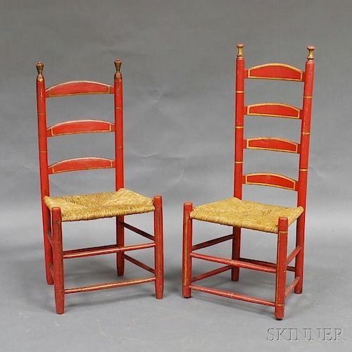 Two Red-painted Side Chairs