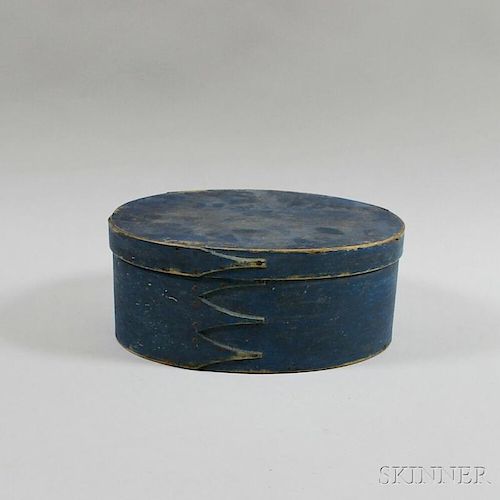 Shaker Blue-painted Oval Covered Box