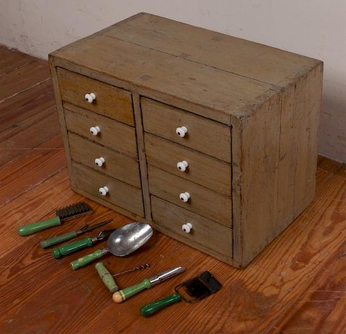 Painted Country Spice Chest w/ Utensils