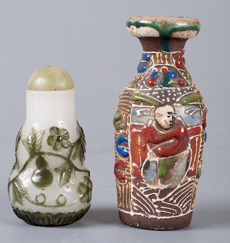 Snuff Bottle & Small Satsuma Vase