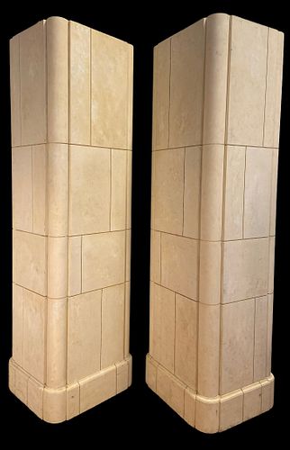 Pair Tall Art Deco Wood Plinths 