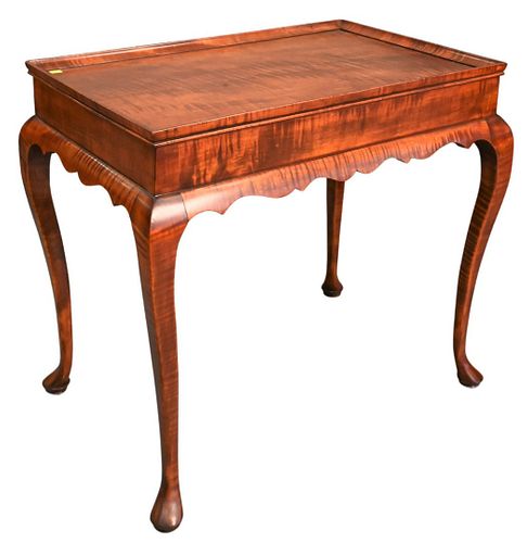 Benchmade Tiger Maple Queen Anne Style Tea Table