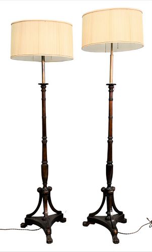 Pair of Wood Floor Lamps