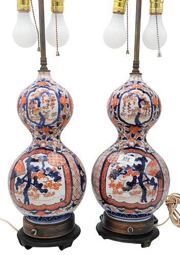 Pair of Japanese Imari Porcelain Double Gourd Vases