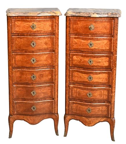 Pair of Louis XV Inlaid Lingerie Cabinets