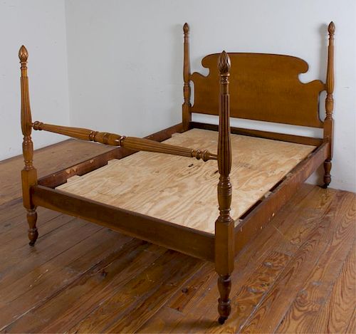 Maddox Tables Tiger Maple Four Post Bed