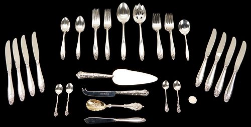 36 Pcs. International Prelude Sterling Silver Flatware Service for 8, 43 items