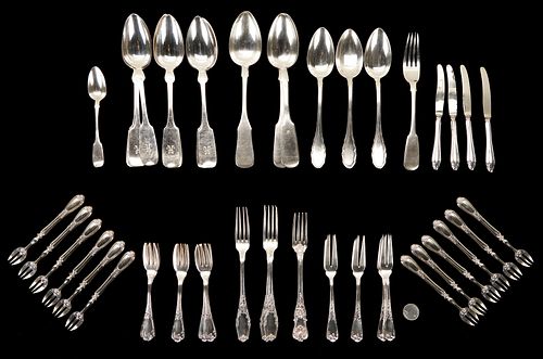 56 Pcs. Continental Silver Flatware, incl. Caviar Forks