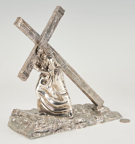 Sterling Sculpture, Christ w/ Cross 