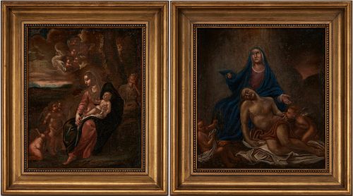 2 Old Master style Religious Paintings, Pieta & Christ Child