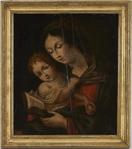 Madonna and Child O/B Painting, 18th C., poss. Cusco