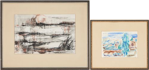 2 George Cress Abstract Paintings, Inlet & Near Orvieto, Italy