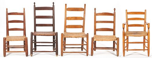 5 Shaker or Shaker Style Ladderback Armchairs