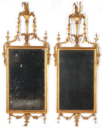 Pair of Adam Style Giltwood Mirrors