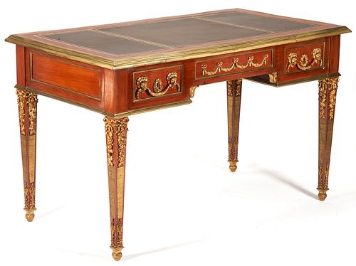 French Louis XVI Style Writing Table, Bronze Mounts 