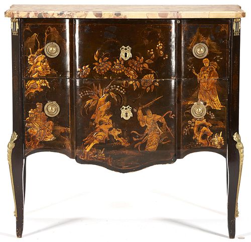 French Louis XV Style Chinoiserie Lacquered Commode