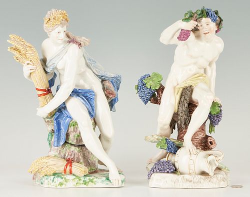 2 Nymphenburg Mythological Figures, Bacchus & Ceres