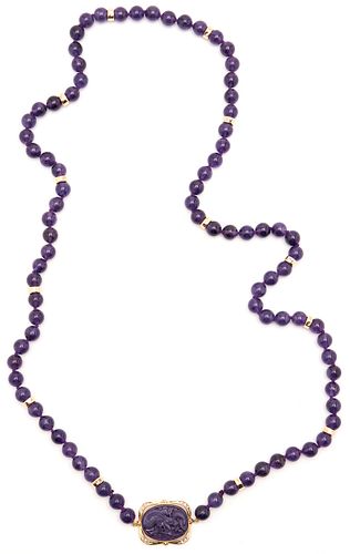 14K Gold & Amethyst Bead Necklace