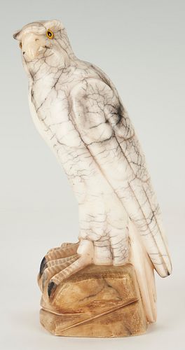 Carved Marble Sculpture of a Falcon