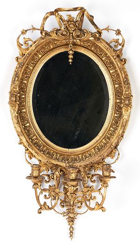 Louis XVI Oval Giltwood Mirror