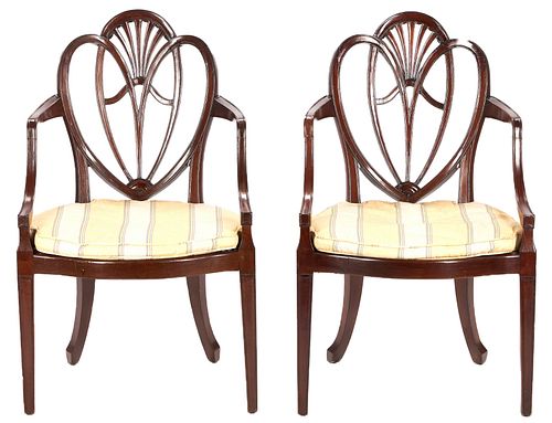 Pair George III Mahogany Shield Back Chairs