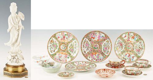 15 Assorted Asian Porcelain Items, incl. Blanc de Chine, Rose Medallion
