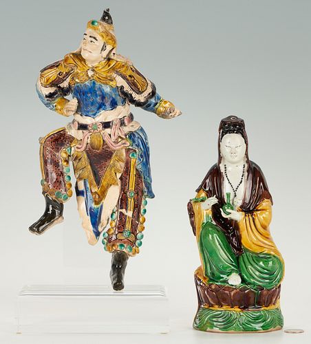 2 Chinese Sancai Glazed Pottery Figures