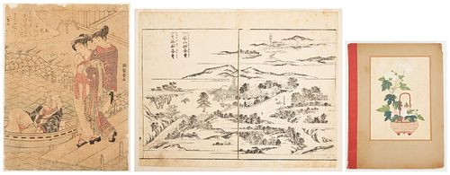 3 Asian Works on Paper, incl. Edo Period Prints