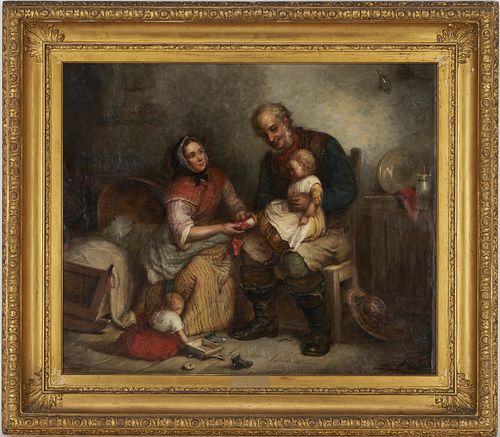 Alexander Leggett O/C Genre Painting, Family Scene
