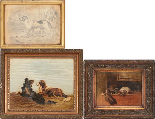 3 English or American Dog Related Artworks, incl. Florence Waterhouse