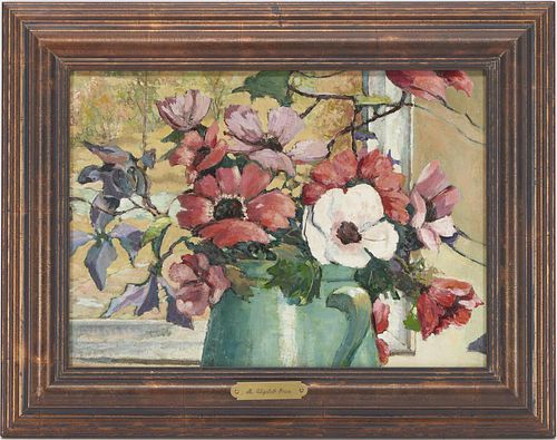 Manner of Mary Elizabeth Price O/C Still Life Painting, Flowers in Vase
