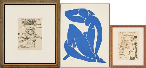 3 Prints incl. After Henri Matisse Serigraph, Nu Bleu II