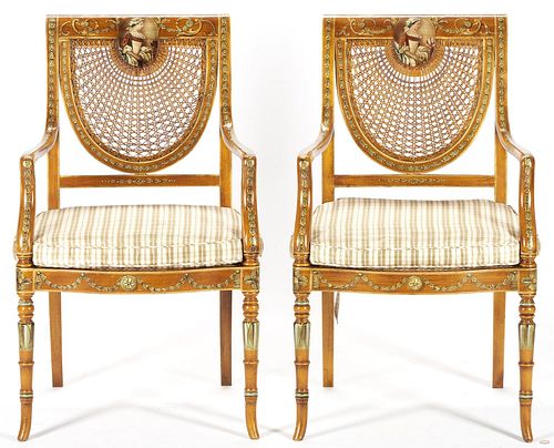 Pair of Neo-Classical Style Painted Armchairs