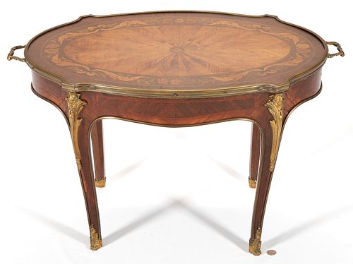 Louis XV Sunburst Inlaid Ormolu Coffee Table