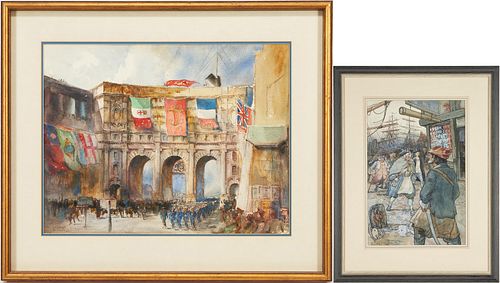 2 Watercolor Paintings, incl. William Monk & John Gordon Hargrave