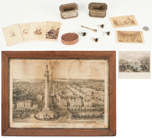 1876 Centennial Souvenirs, CDVs and 2 Baltimore views, 16 Items