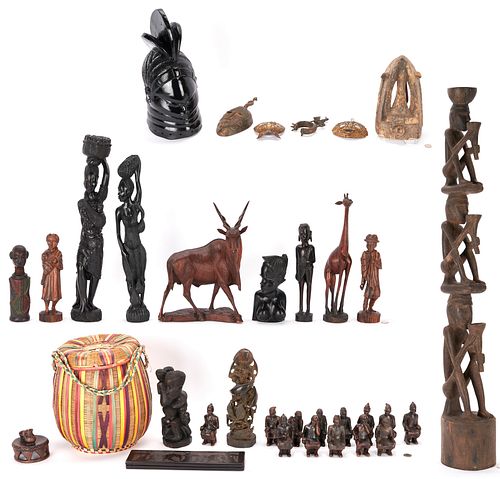 Collection of 32 Ethnographic Sculptures & Masks, mostly African
