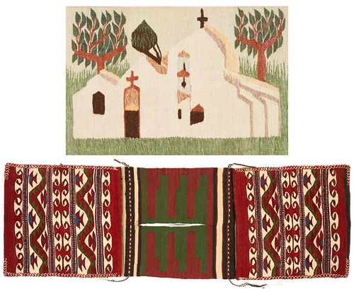 2 Textiles, incl. Southwestern Wall Hanging of A Church