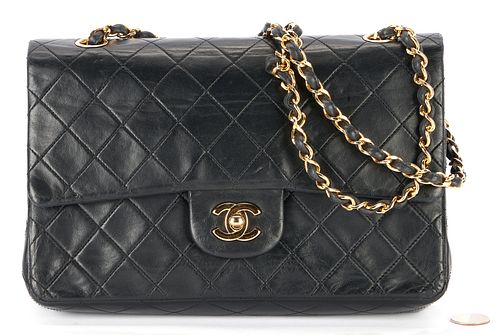 Chanel Classic Double Flap Quilted Black Leather Bag