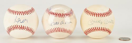 3 Signed Baseballs, incl. Hank Aaron, Mickey Mantle