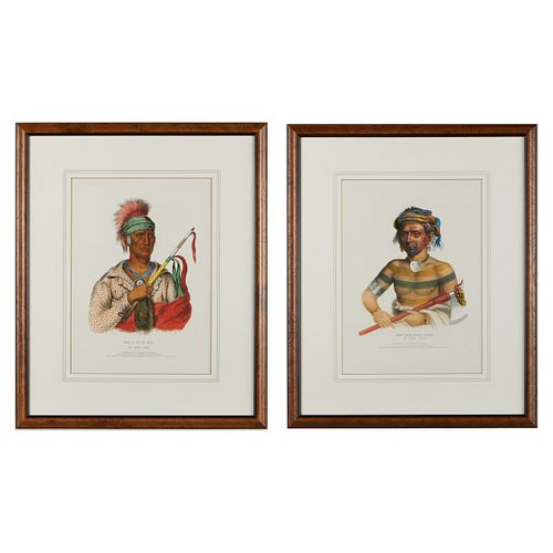 2 McKenney Hall Lithographs w/ Book Sheets