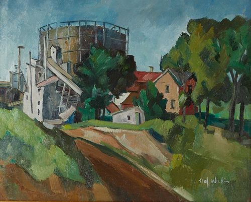 Elof Wedin "Storage Tank, Minneapolis" Painting