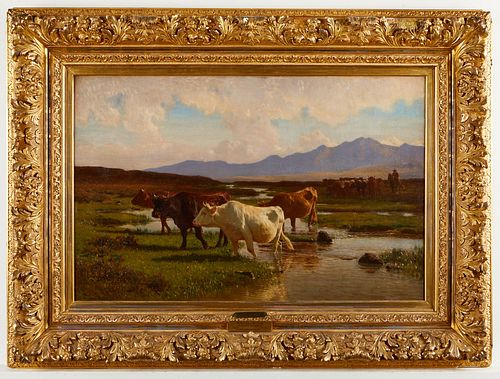 Auguste Bonheur "Return from the Fields" Oil on Canvas